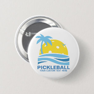 Pickleball Tropical Palm Tree Sun Je aangepaste te Ronde Button 5,7 Cm