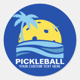 Pickleball Tropical Palm Tree Sun Je aangepaste te Ronde Sticker