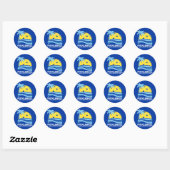 Pickleball Tropical Palm Tree Sun Je aangepaste te Ronde Sticker (Vel)