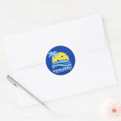 Pickleball Tropical Palm Tree Sun Je aangepaste te Ronde Sticker (Envelop)