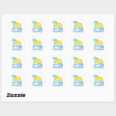 Pickleball Tropical Palm Tree Sun Je aangepaste te Ronde Sticker (Vel)