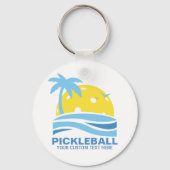 Pickleball Tropical Palm Tree Sun Je aangepaste te Sleutelhanger (Voorkant)