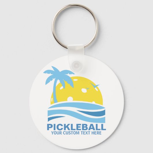 Pickleball Tropical Palm Tree Sun Je aangepaste te Sleutelhanger (Voorkant)