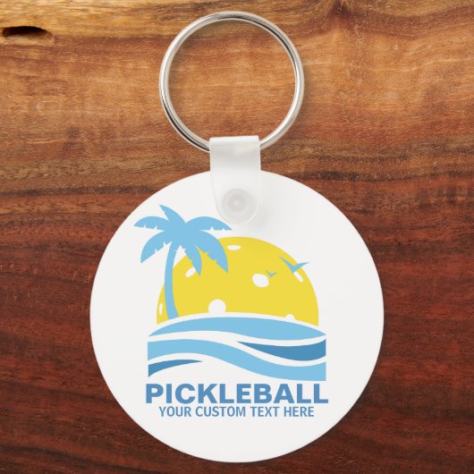 Pickleball Tropical Palm Tree Sun Je aangepaste te Sleutelhanger (Voorkant)