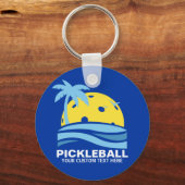 Pickleball Tropical Palm Tree Sun Je aangepaste te Sleutelhanger (Voorkant)