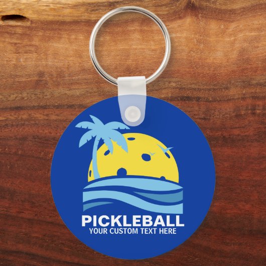 Pickleball Tropical Palm Tree Sun Je aangepaste te Sleutelhanger (Voorkant)