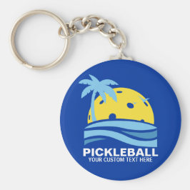 Pickleball Tropical Palm Tree Sun Je aangepaste te Sleutelhanger