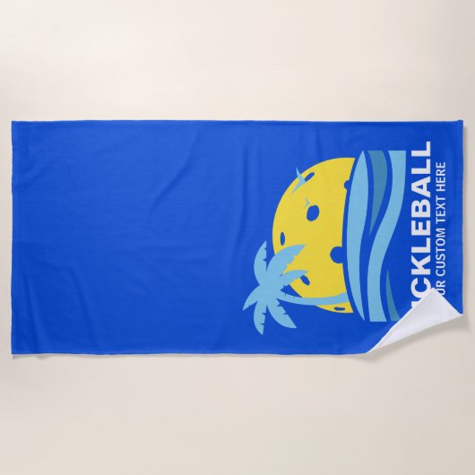 Pickleball Tropical Palm Tree Sun Je aangepaste te Strandlaken (Voorkant)