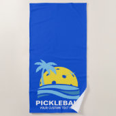 Pickleball Tropical Palm Tree Sun Je aangepaste te Strandlaken (Voorkant)