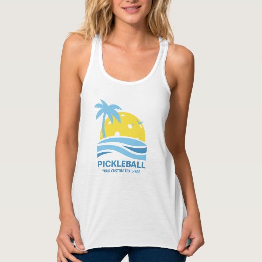 Pickleball Tropical Palm Tree Sun Je aangepaste te Tanktop (Voorkant)
