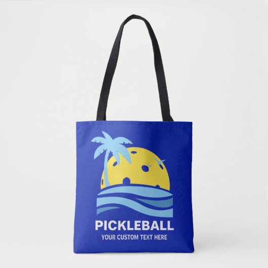 Pickleball Tropical Palm Tree Sun Je aangepaste te Tote Bag (Voorkant)