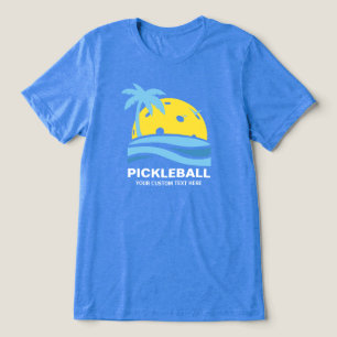 Pickleball Tropical Palm Tree Sun Je aangepaste te Tri-Blend Shirt