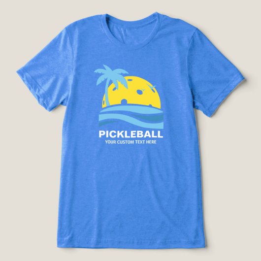 Pickleball Tropical Palm Tree Sun Je aangepaste te Tri-Blend Shirt (Design voorkant)