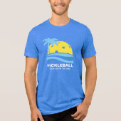 Pickleball Tropical Palm Tree Sun Je aangepaste te Tri-Blend Shirt (Voorkant)