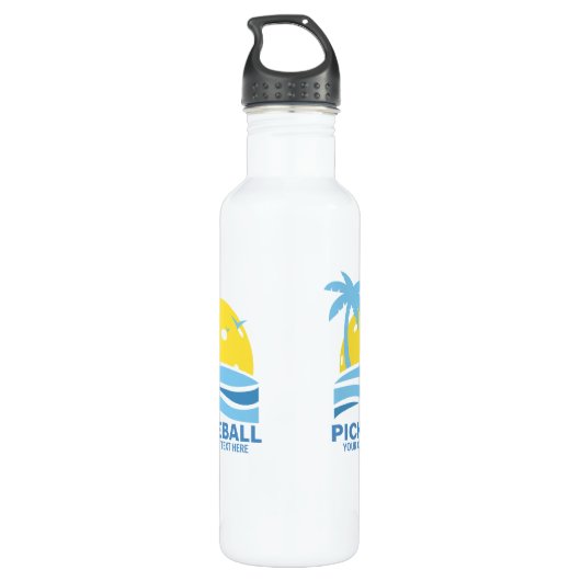 Pickleball Tropical Palm Tree Sun Je aangepaste te Waterfles (Achterkant)