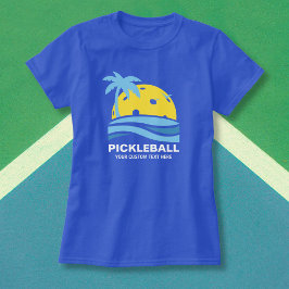 Pickleball Tropische Palmboom Zon Je Eigen Tekst T-shirt