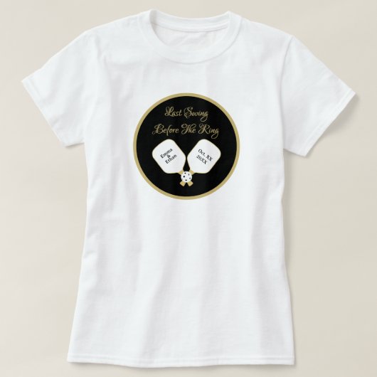 Pickleball Trouwweekend Activiteit Goud en Wit T-shirt (Design voorkant)