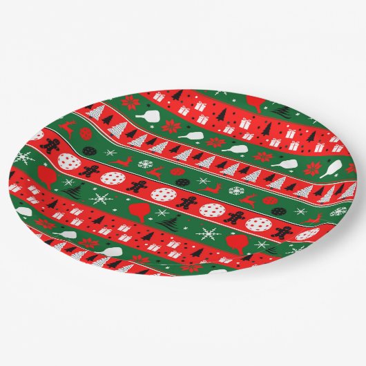 Pickleball Ugly Sweater Holiday Papieren Bordje (Gekanteld)