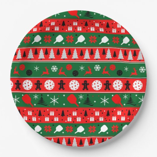Pickleball Ugly Sweater Holiday Papieren Bordje (Voorkant)