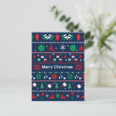 Pickleball 🎄 Ugly Sweater Kerstmis, aangepaste te Briefkaart (Staand voorkant)