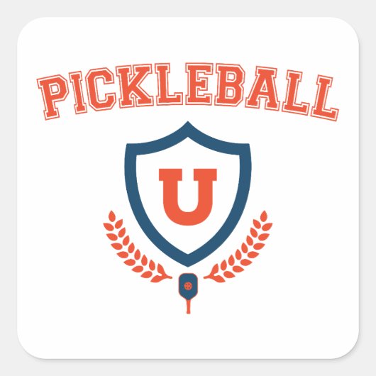 Pickleball University Vierkante Sticker (Voorkant)