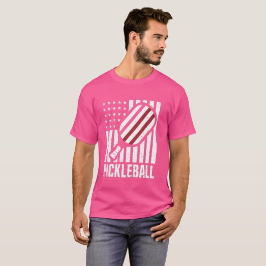 Pickleball USA - US Flag Pickleball Player, Paddle T-shirt (Voorkant volledig)