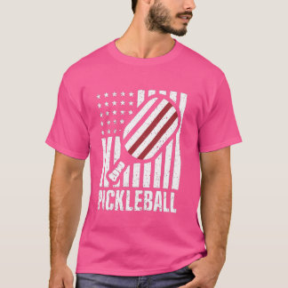 Pickleball USA - US Flag Pickleball Player, Paddle T-shirt
