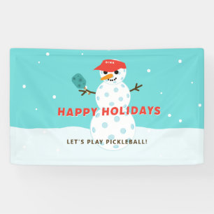 Pickleball Vakantie Kerst Grappig Sneeuwman Feest Spandoek