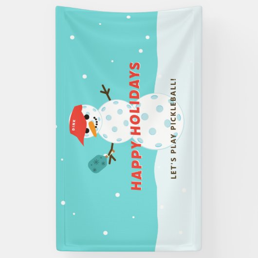 Pickleball Vakantie Kerst Grappig Sneeuwman Feest Spandoek (Verticaal)