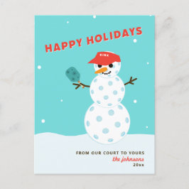 Pickleball Vakantie Kerst Grappige Sneeuwman Kaart
