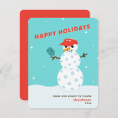Pickleball Vakantie Kerst Grappige Sneeuwman Kaart (Voorkant / Achterkant)