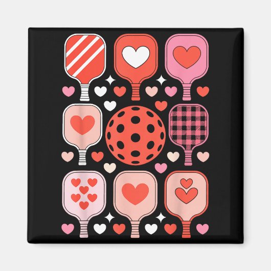 Pickleball valentijnsdag grappig hart paddleball magneet (Voorkant)