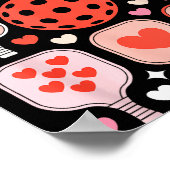 Pickleball valentijnsdag grappig hart paddleball poster (Hoek)