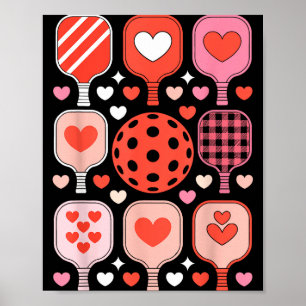 Pickleball valentijnsdag grappig hart paddleball poster