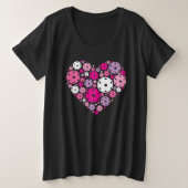 Pickleball 💘 Valentine's Cute Grote Maat T-shirt (Design voorkant)