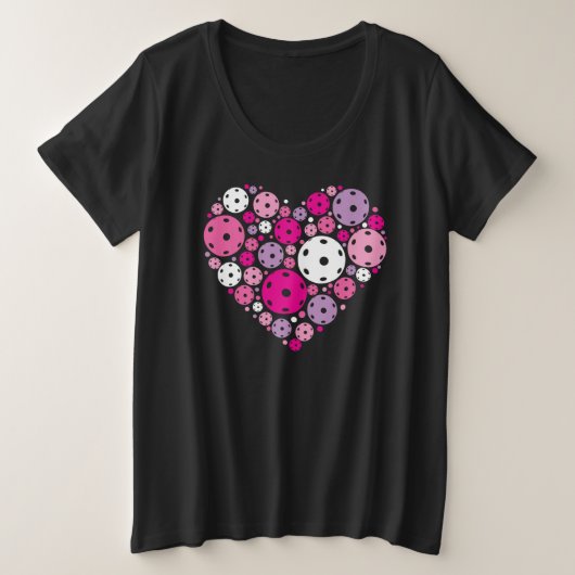 Pickleball 💘 Valentine's Cute Grote Maat T-shirt (Design voorkant)