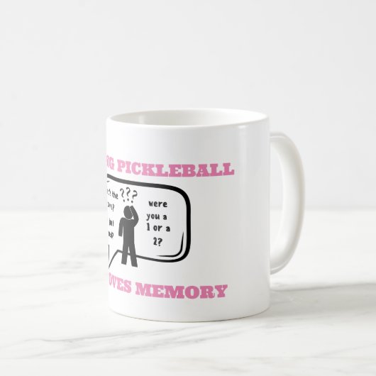 Pickleball verbetert geheugen Funny Koffiemok (Voorkant rechts)