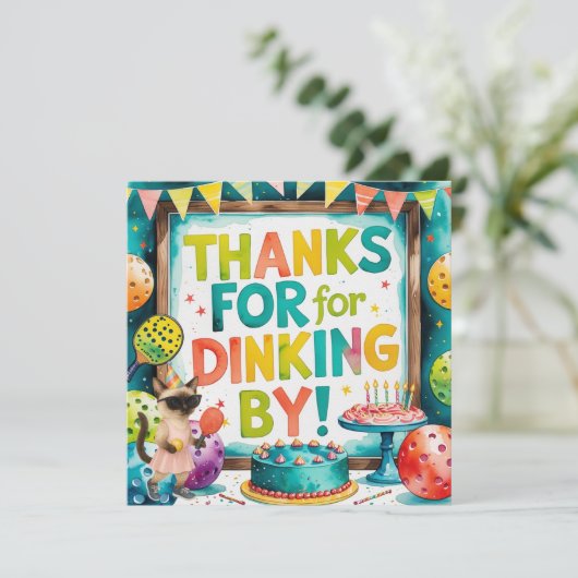 Pickleball-verjaardag Bedankkaart (Staand voorkant)