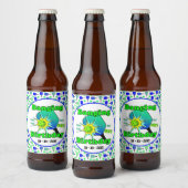 Pickleball Verjaardag Blauw Groen Paddle Ball Bang Bier Etiket (Flessen)
