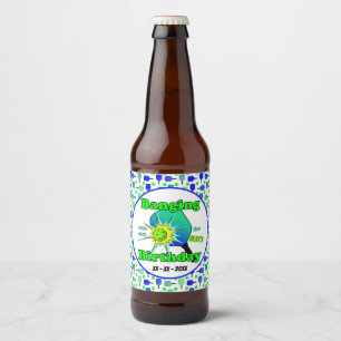 Pickleball Verjaardag Blauw Groen Paddle Ball Bang Bier Etiket