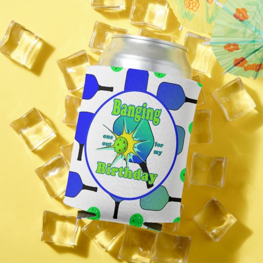 Pickleball Verjaardag Blauw Groen Paddle Ball Bang Blikjeskoeler (Insitu Zomer)