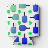 Pickleball Verjaardag Blauw Groen Paddle Ball Bang Blikjeskoeler (Achterkant)