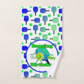 Pickleball Verjaardag Blauw Groen Paddle Ball Bang Handdoek (Handdoek)