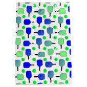 Pickleball Verjaardag Blauw Groen Paddle Ball Bang Medium Cadeauzakje (Achterkant)