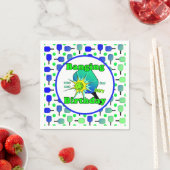 Pickleball Verjaardag Blauw Groen Paddle Ball Bang Servet (Insitu)