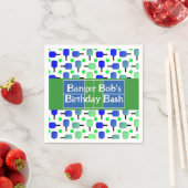 Pickleball Verjaardag Blauw Groen Paddle Ball Bang Servet (Insitu)