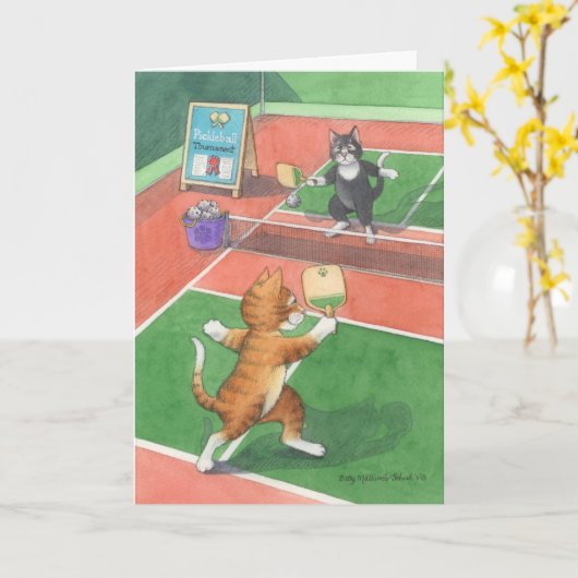 Pickleball Verjaardag Bud & Tony Notecard Kaart (Gele Bloem)