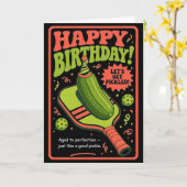 Pickleball Verjaardag Grappige Pickle Humor Kaart (Gele Bloem)
