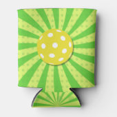 Pickleball Verjaardag Groen RETRO Stripes Sport Blikjeskoeler (Voorkant)