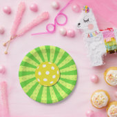 Pickleball Verjaardag Groen RETRO Stripes Sport Papieren Bordje (Feest)